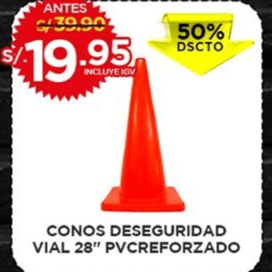 Cono de Seguridad Vial 28" PVC Reforzado
